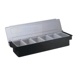 Biradlı BRD-H10314 Kapaklı Polikarbon Bar Konteyner, 6'lı, 50x16x9 cm, Siyah - Biradlı