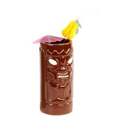 Biradlı GRV-20220 Seramik Tiki Mug Kokteyl Bardağı, 650 cc, 8x18, 5 cm, Kahverengi - Biradlı