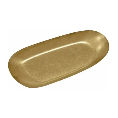 Biradlı GRV-R241002-Altın Açık Büfe Retro Sunum Tabağı, 31,5x15x3,3 cm - 1