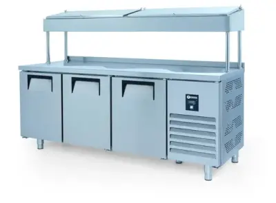 Iceinox PTS-H 440 CR 3 Kapılı Pizza Hazırlık Dolabı Yüksek Ayaklı, 440 Lt - 1