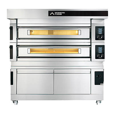 Moretti Forni S140ES-161600-P Steel Seri 2x16 cm Taş Tabanlı Modüler Çok Amaçlı Katlı Fırın, 140x93.5 cm, Elektrikli - 1