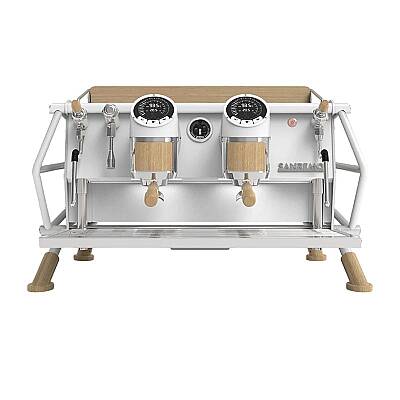 Sanremo Cafe Racer Custom Tam Otomatik Espresso Kahve Makinesi, 2 Gruplu, Beyaz-Ahşap - 1