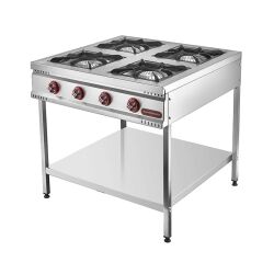 SilverInox TB-4D Taban Raflı 4 Gözlü Midi Ocak, 90x90x85 cm, Doğalgazlı - Silverinox